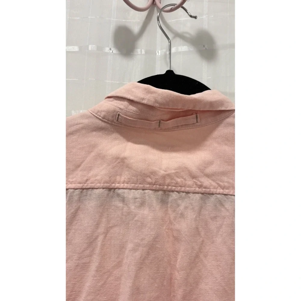 Banana Republic Mens Pink Linen Blend Short Sleeve Button Down Shirt Large